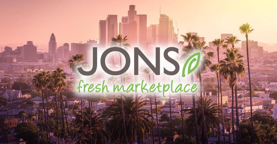 Jons Fresh Marketplace logo with LA background